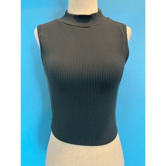 NWOT Spiritual Gangster Open Back Sleeveless Top Ribbed Knit Cropped Gray XS/S - Picture 1 of 4